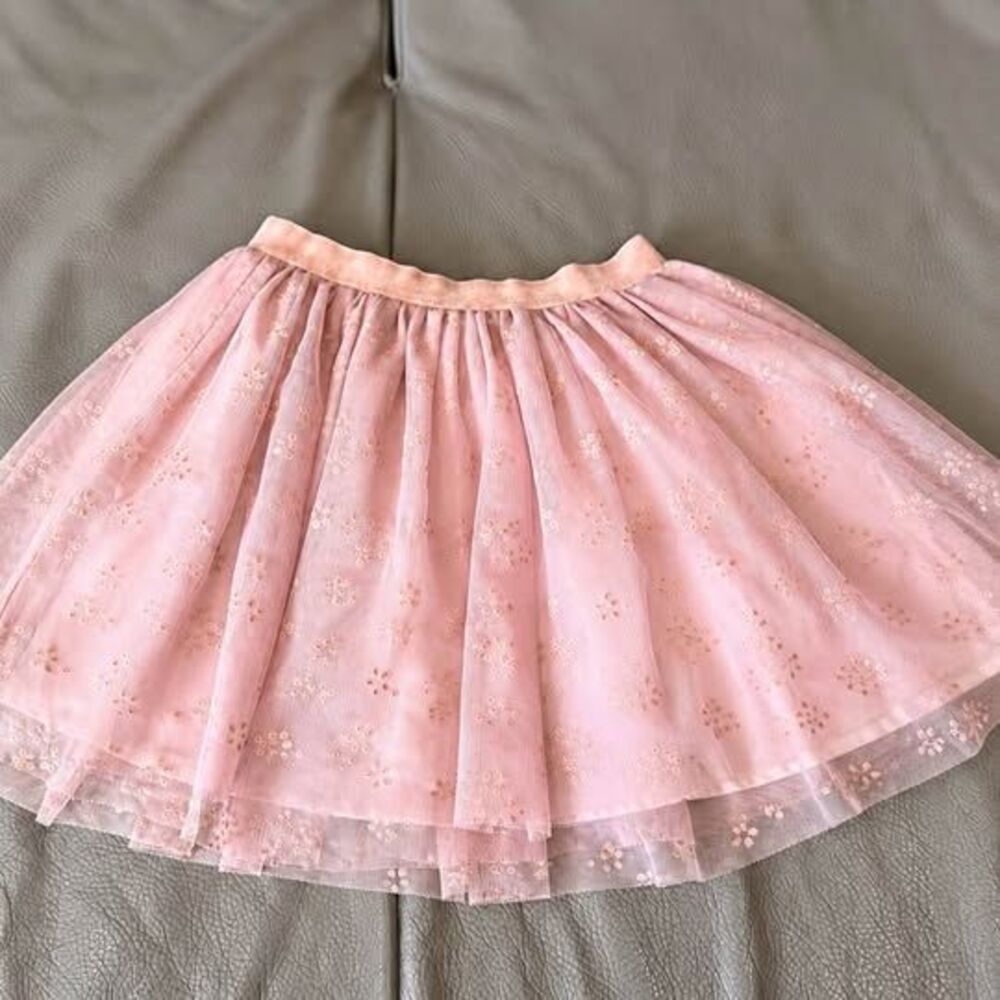 Mayoral Girls Size 9 Blush Pink Floral Embroidered Tulle Skirt New